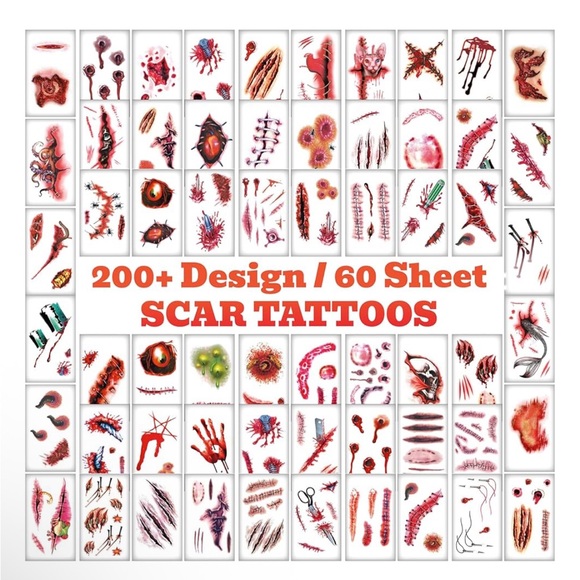 Face gem London fake scar temporary tattoos Halloween - Picture 4 of 11